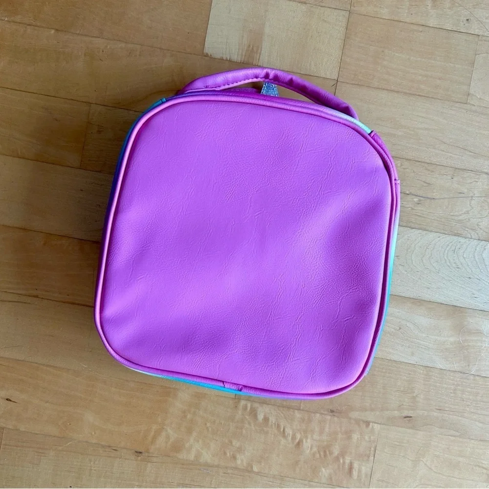 Sparkly Unicorn Kids Insulated Lunch Cooler with Rainbow + Flower Accents, Pink